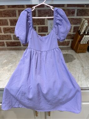 Francesca's Collections Lilac Puff-Sleeve Dress for Girls